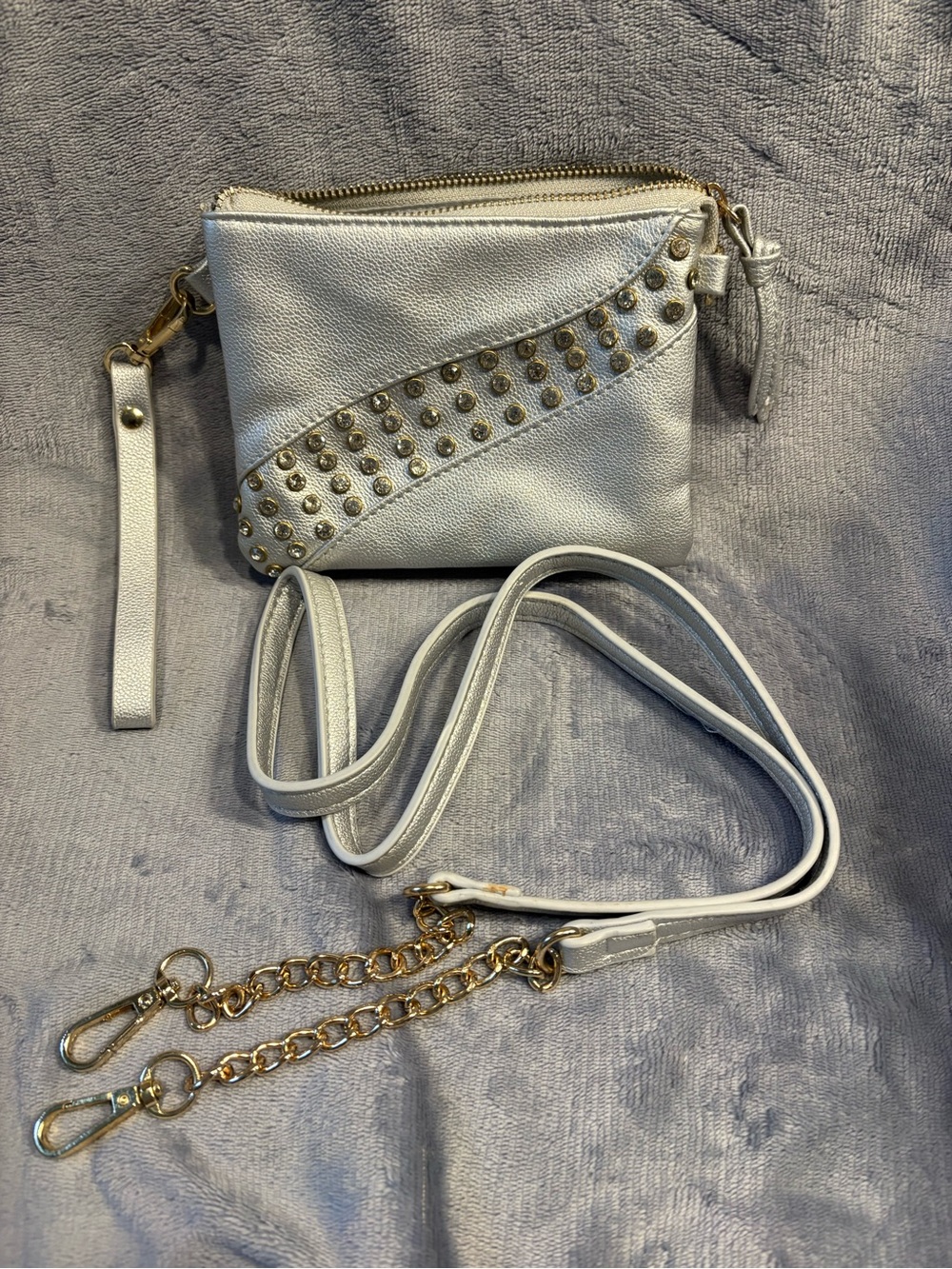 Stud-Accent Crossbody Bag in silver - Picture 1 of 4